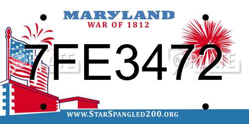 7FE3472 Maryland License Plate