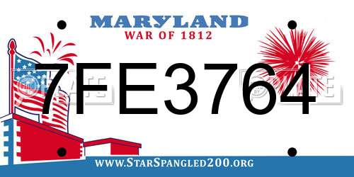7FE3764 Maryland License Plate