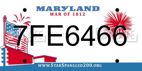 7FE6466 Maryland License Plate