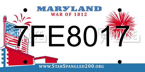 7FE8017 Maryland License Plate