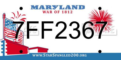 7FF2367 Maryland License Plate