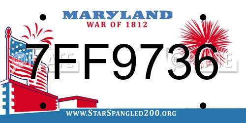 7FF9736 Maryland License Plate