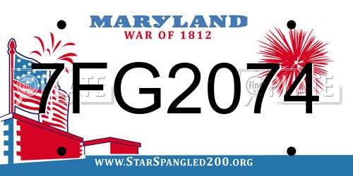 7FG2074 Maryland License Plate