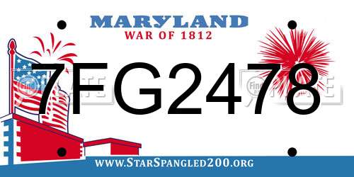 7FG2478 Maryland License Plate