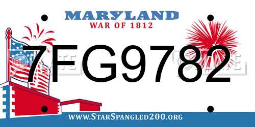7FG9782 Maryland License Plate