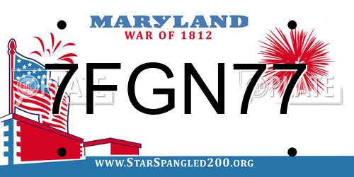 7FGN77 Maryland License Plate