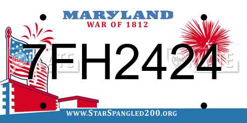 7FH2424 Maryland License Plate