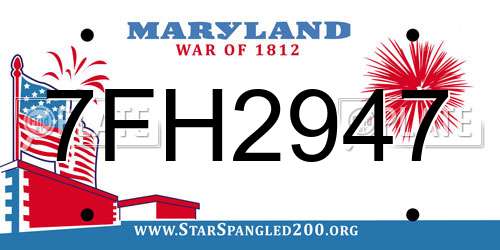 7FH2947 Maryland License Plate