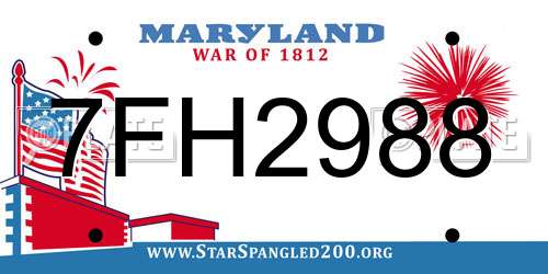 7FH2988 Maryland License Plate