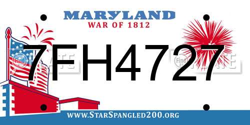 7FH4727 Maryland License Plate