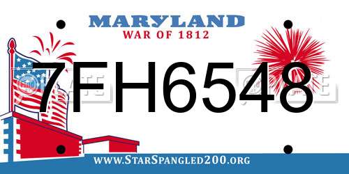 7FH6548 Maryland License Plate