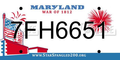 7FH6651 Maryland License Plate