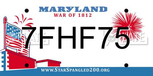 7FHF75 Maryland License Plate