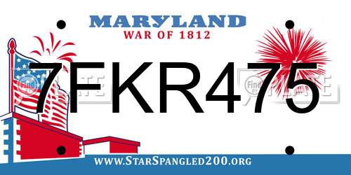 7FKR475 Maryland License Plate