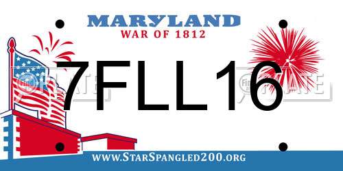 7FLL16 Maryland License Plate