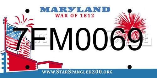 7FM0069 Maryland License Plate