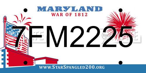 7FM2225 Maryland License Plate