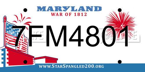 7FM4801 Maryland License Plate