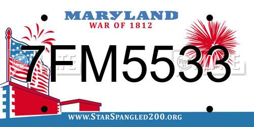 7FM5533 Maryland License Plate