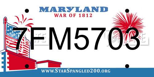 7FM5703 Maryland License Plate