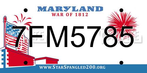 7FM5785 Maryland License Plate