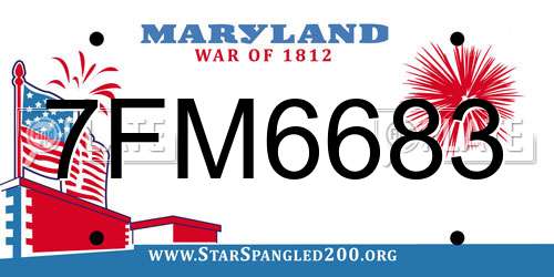 7FM6683 Maryland License Plate