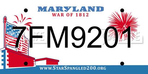 7FM9201 Maryland License Plate
