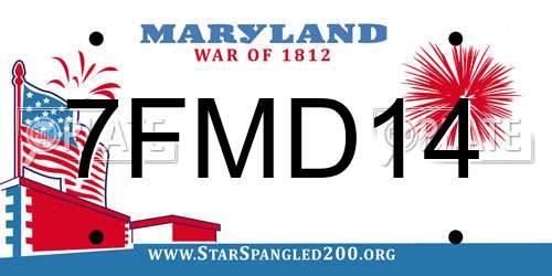 7FMD14 Maryland License Plate