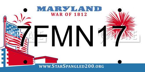 7FMN17 Maryland License Plate