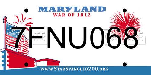 7FNU068 Maryland License Plate