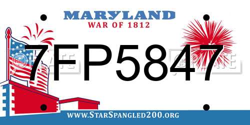 7FP5847 Maryland License Plate