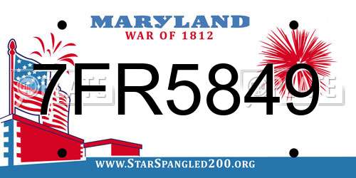 7FR5849 Maryland License Plate
