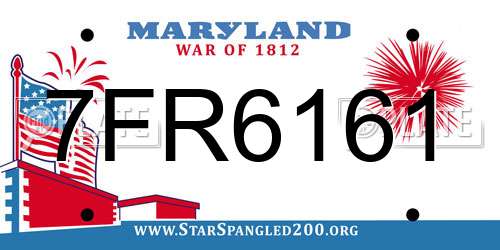 7FR6161 Maryland License Plate