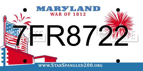 7FR8722 Maryland License Plate