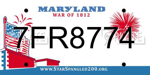 7FR8774 Maryland License Plate