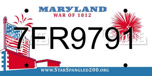 7FR9791 Maryland License Plate