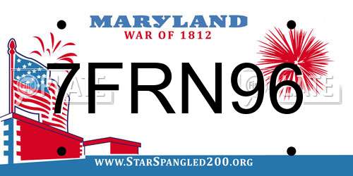 7FRN96 Maryland License Plate
