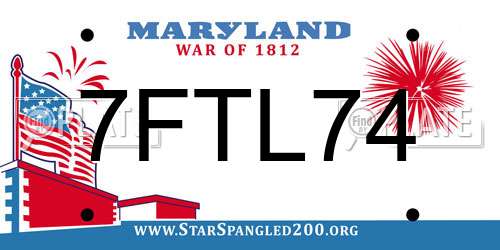 7FTL74 Maryland License Plate