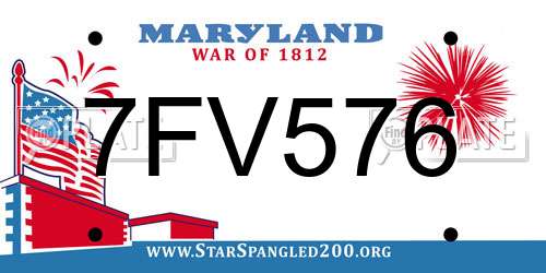 7FV576 Maryland License Plate