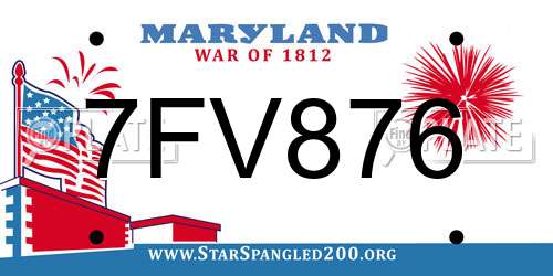 7FV876 Maryland License Plate