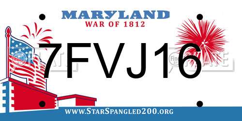 7FVJ16 Maryland License Plate