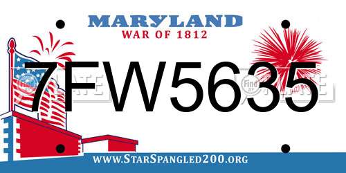 7FW5635 Maryland License Plate