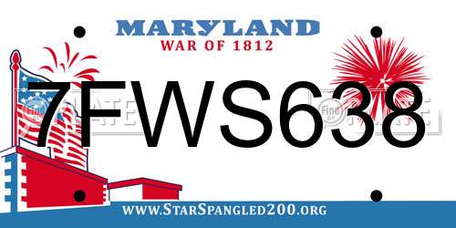 7FWS638 Maryland License Plate