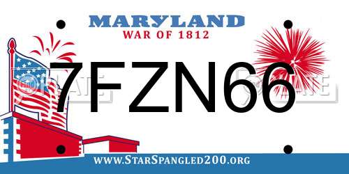 7FZN66 Maryland License Plate