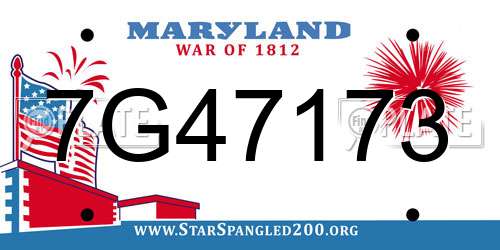 7G47173 Maryland License Plate