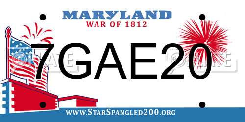7GAE20 Maryland License Plate