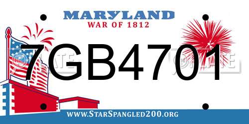7GB4701 Maryland License Plate