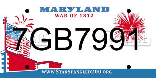 7GB7991 Maryland License Plate