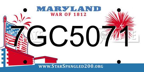 7GC5071 Maryland License Plate
