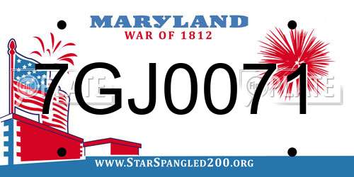 7GJ0071 Maryland License Plate